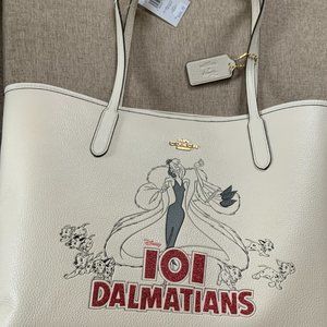 Coach Large Pebbled Leather Tote - Cruella & Dalmations - NEW with tag